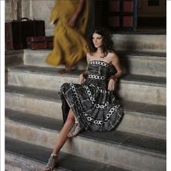 Anthropologie Tracy Reese Strapless Printed Midi Dress Size 8 - Picture 2 of 15